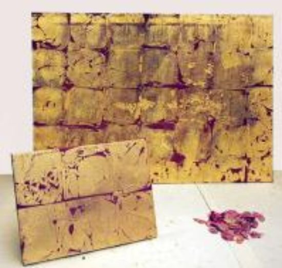 Picture of Tela a riquadri colore bordeaux/oro piccola
