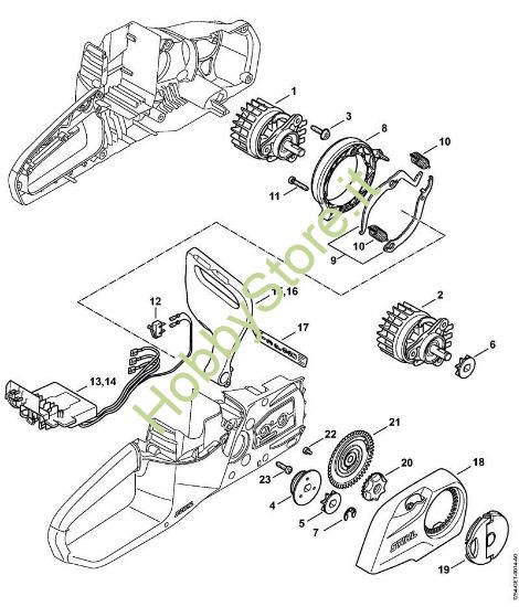 Elettromotore, modulo elettronico, coperchio rocchetto catena msa 120 