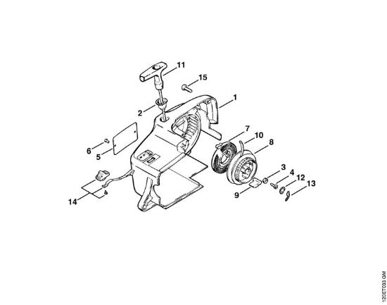 Dispositivo di avviamento Motoseghe a benzina (MS) 011 AVEQ della marca STIHL