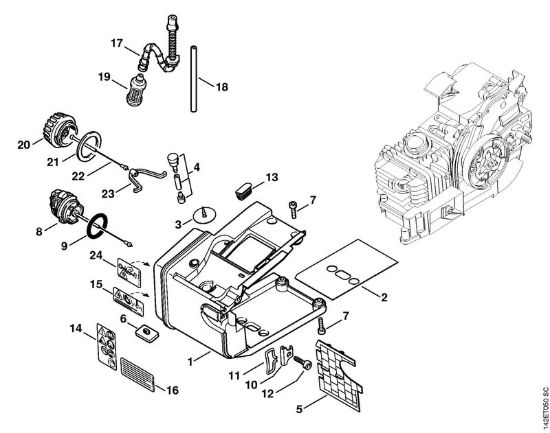 Corpo serbatoio 020 T Motoseghe a benzina (MS) 020 T della marca STIHL