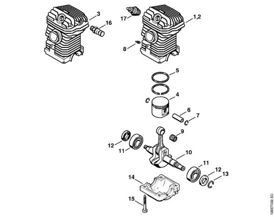 Gruppo propulsore 023, 023 L Motoseghe a benzina (MS) 023 L della marca STIHL