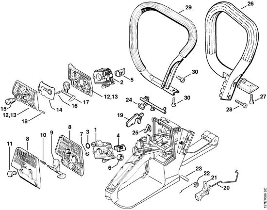 Filtro aria, comando gas Motoseghe a benzina (MS) 024 SW della marca STIHL