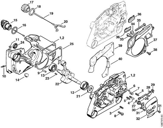 Carter albero a gomito, dispositivo tendicatena Motoseghe a benzina (MS) 034 della marca STIHL