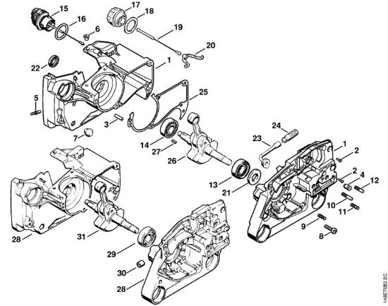 Carter albero a gomito Motoseghe a benzina (MS) 036 QS della marca STIHL