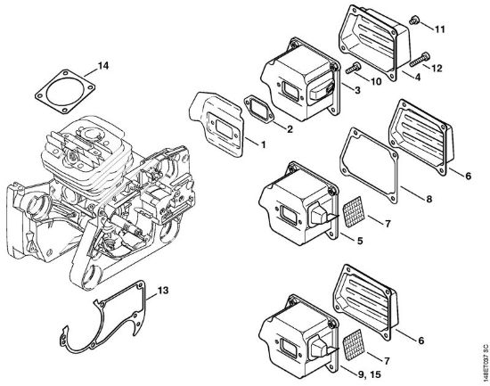 Silenziatore Motoseghe a benzina (MS) 036 QS della marca STIHL