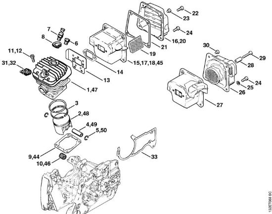 Cilindro Motoseghe a benzina (MS) 044 C della marca STIHL