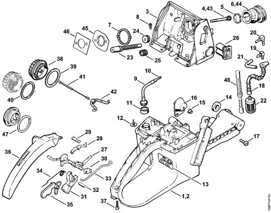 Corpo serbatoio Motoseghe a benzina (MS) 064 W della marca STIHL