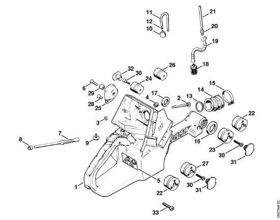 Corpo serbatoio, sistema AV Motoseghe a benzina (MS) 084 della marca STIHL