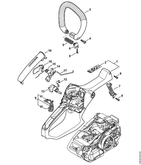 Corpo impugnatura, manico tubolare Motoseghe a benzina (MS) MS 150 C-E della marca STIHL