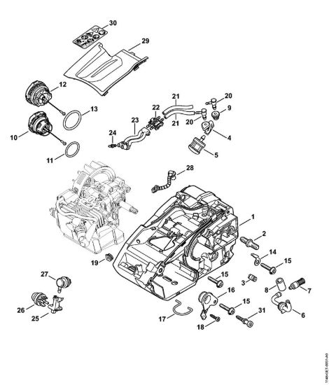 Carcassa motore Motoseghe a benzina (MS) MS 150 TC-E della marca STIHL