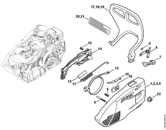 Coperchio rocchetto catena Motoseghe a benzina (MS) MS 150 TC-E della marca STIHL