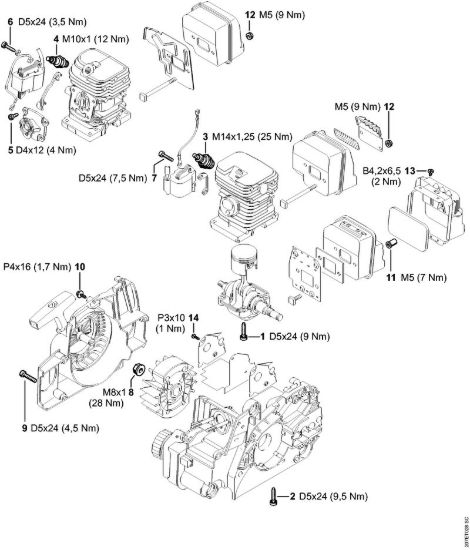 Coppie di serraggio Motoseghe a benzina (MS) MS 170 2-MIX della marca STIHL