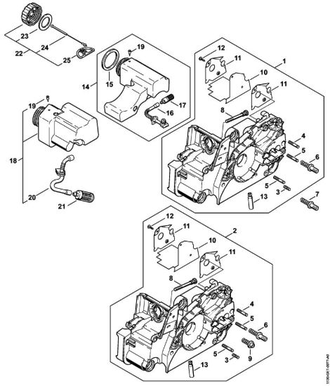 Carcassa motore Motoseghe a benzina (MS) MS 180 2-MIX della marca STIHL