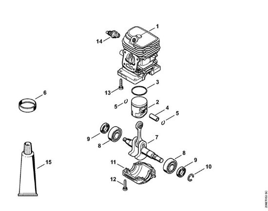 Cilindro 2-MIX Motoseghe a benzina (MS) MS 180 2-MIX della marca STIHL
