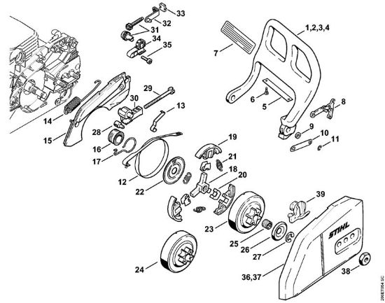 Protezione mano, freno catena Motoseghe a benzina (MS) MS 180 2-MIX della marca STIHL