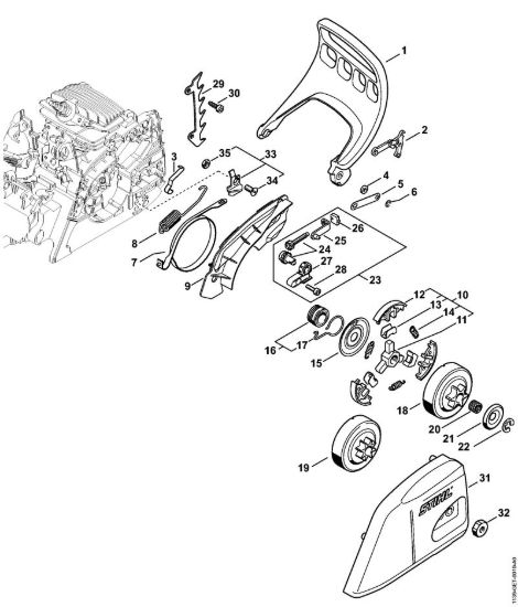 Protezione mano, freno catena MS 181 Motoseghe a benzina (MS) MS 181 della marca STIHL