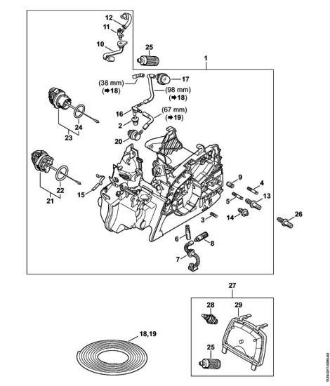 Carcassa motore ErgoStart Motoseghe a benzina (MS) MS 181 C-BE della marca STIHL