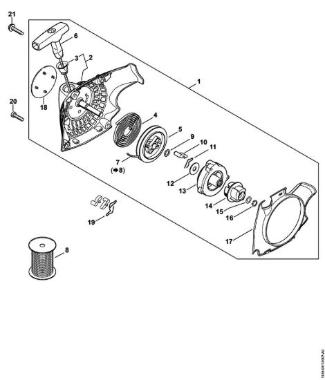 Dispositivo di avviamento ErgoStart MS 181 C Motoseghe a benzina (MS) MS 181 C-BE della marca STIHL