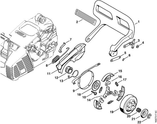 Protezione mano, freno catena Motoseghe a benzina (MS) MS 190 T della marca STIHL