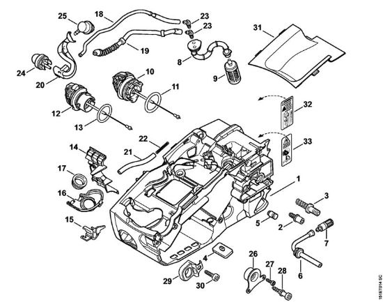 Carcassa motore Motoseghe a benzina (MS) MS 192 C-E della marca STIHL