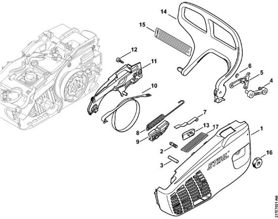 Coperchio rocchetto catena Motoseghe a benzina (MS) MS 192 T della marca STIHL