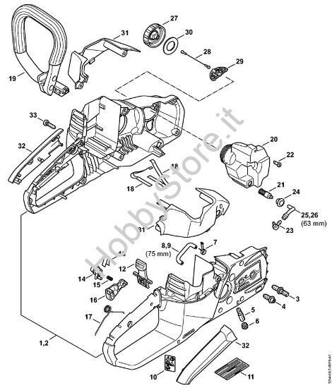 Corpo impugnatura, cappottatura Motoseghe a batteria (MSA) MSA 120 C-B della marca STIHL