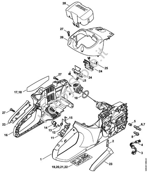 Corpo impugnatura, cappottatura Motoseghe a batteria (MSA) MSA 200 C-B della marca STIHL