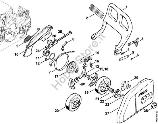 Protezione mano, freno catena Motoseghe a benzina (MS) 017 C della marca STIHL