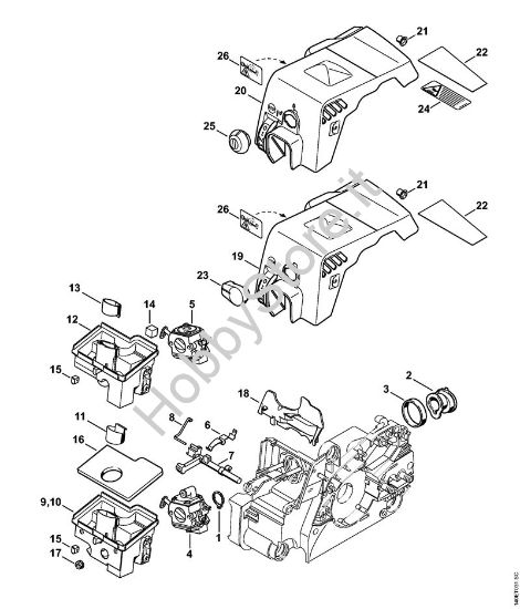 Filtro aria, cappottatura Motoseghe a benzina (MS) 018 della marca STIHL