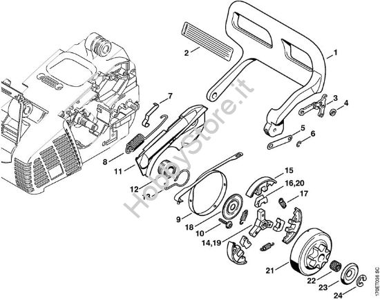 Protezione mano, freno catena Motoseghe a benzina (MS) 019 T della marca STIHL