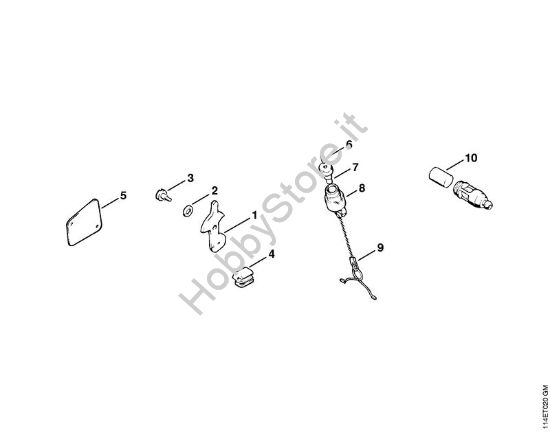 Dispositivo di avviamento (2.80), (46.76), (32.74) Motoseghe a benzina (MS) 020 (1114) della marca STIHL