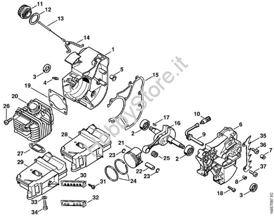 Carter albero a gomito Motoseghe a benzina (MS) 020 (1129) della marca STIHL