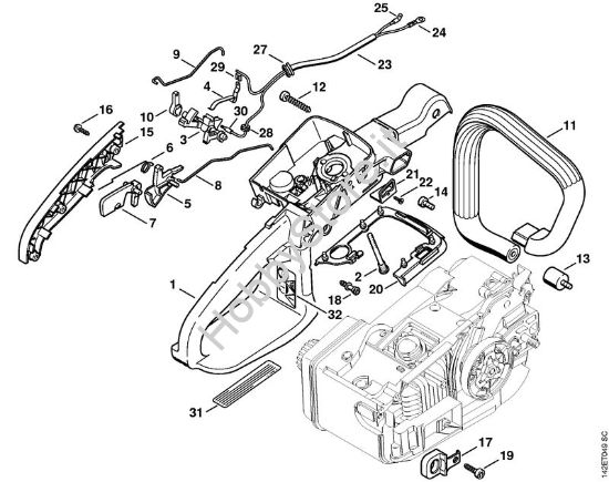Corpo impugnatura 020 Motoseghe a benzina (MS) 020 (1129) della marca STIHL