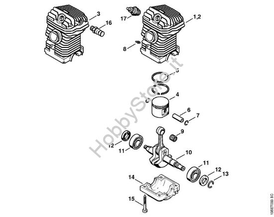 Gruppo propulsore 023, 023 L Motoseghe a benzina (MS) 023 della marca STIHL