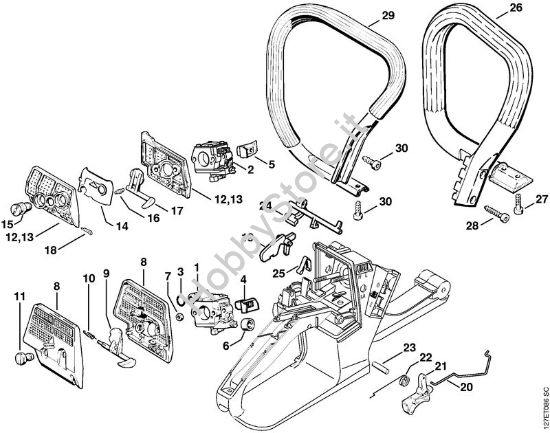 Filtro aria, comando gas Motoseghe a benzina (MS) 024 SWVH della marca STIHL