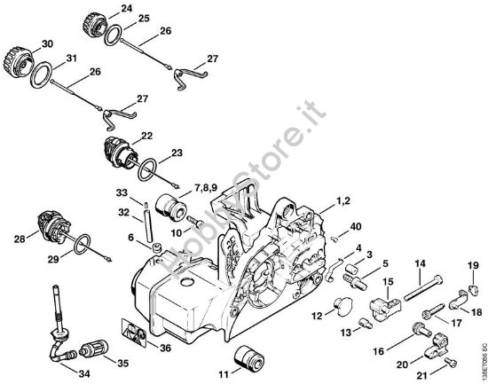 Carcassa motore Motoseghe a benzina (MS) 025 della marca STIHL