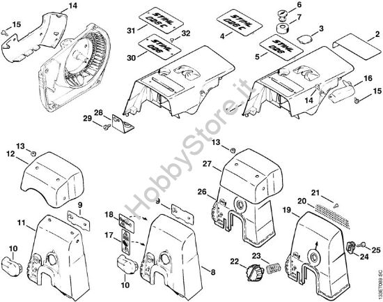 Cappottatura, coperchio sede carburatore Motoseghe a benzina (MS) 026 C della marca STIHL