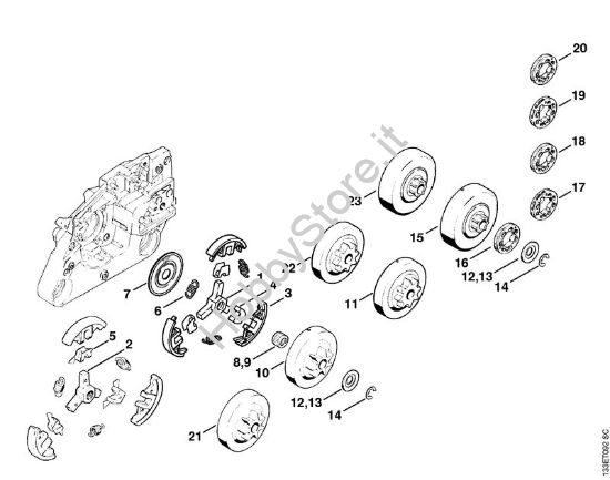 Frizione, rocchetto catena Motoseghe a benzina (MS) 026 C della marca STIHL