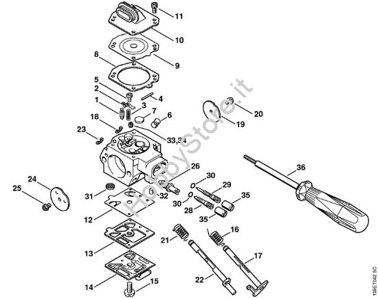 Carburatore HD-18, HD-21 (solo USA) Motoseghe a benzina (MS) 029 della marca STIHL
