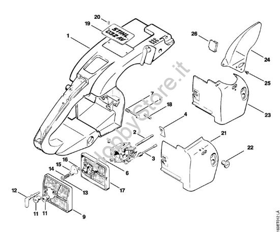 Manico a telaio, filtro per aria Motoseghe a benzina (MS) 032 AVE della marca STIHL