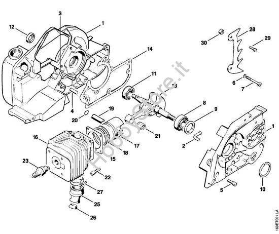 Carter albero a gomito, cilindro Motoseghe a benzina (MS) 032 AVEQ della marca STIHL