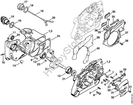 Carter albero a gomito, dispositivo tendicatena Motoseghe a benzina (MS) 034 della marca STIHL