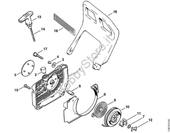 Dispositivo di avviamento Motoseghe a benzina (MS) 034 S della marca STIHL