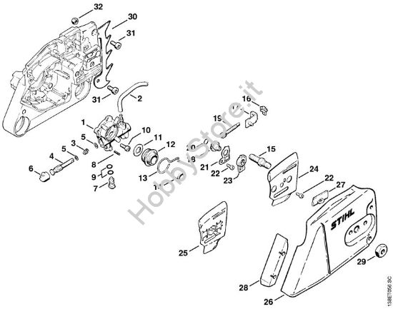 Pompa olio, dispositivo tendicatena Motoseghe a benzina (MS) 036 della marca STIHL