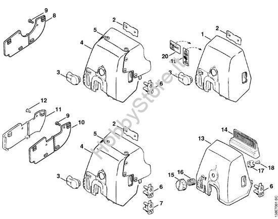 Coperchio sede carburatore Motoseghe a benzina (MS) 036 Arctic della marca STIHL