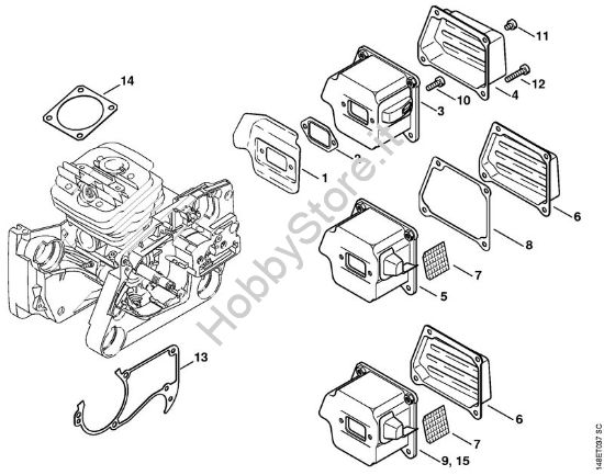 Silenziatore Motoseghe a benzina (MS) 036 QS della marca STIHL