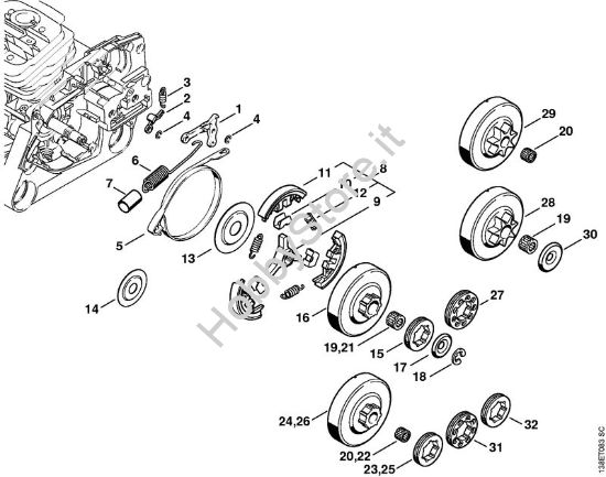 Freno catena, frizione Motoseghe a benzina (MS) 036 WVH della marca STIHL