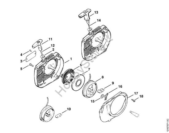 Dispositivo di avviamento Motoseghe a benzina (MS) 038 MRII della marca STIHL