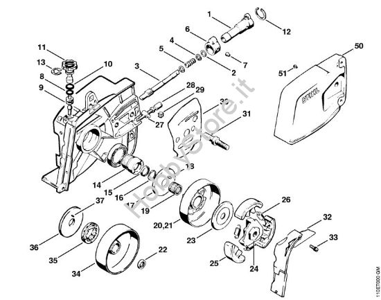 Pompa olio, dispositivo tendicatena, coperchio rocchetto catena Motoseghe a benzina (MS) 041 AVEQ della marca STIHL