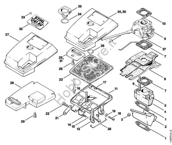 Corpo filtro, filtro aria Motoseghe a benzina (MS) 041 AVQ della marca STIHL